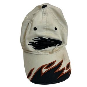 Vintage Harley-Davidson Racing Flame Hat Embroidered Black Orange White Cap